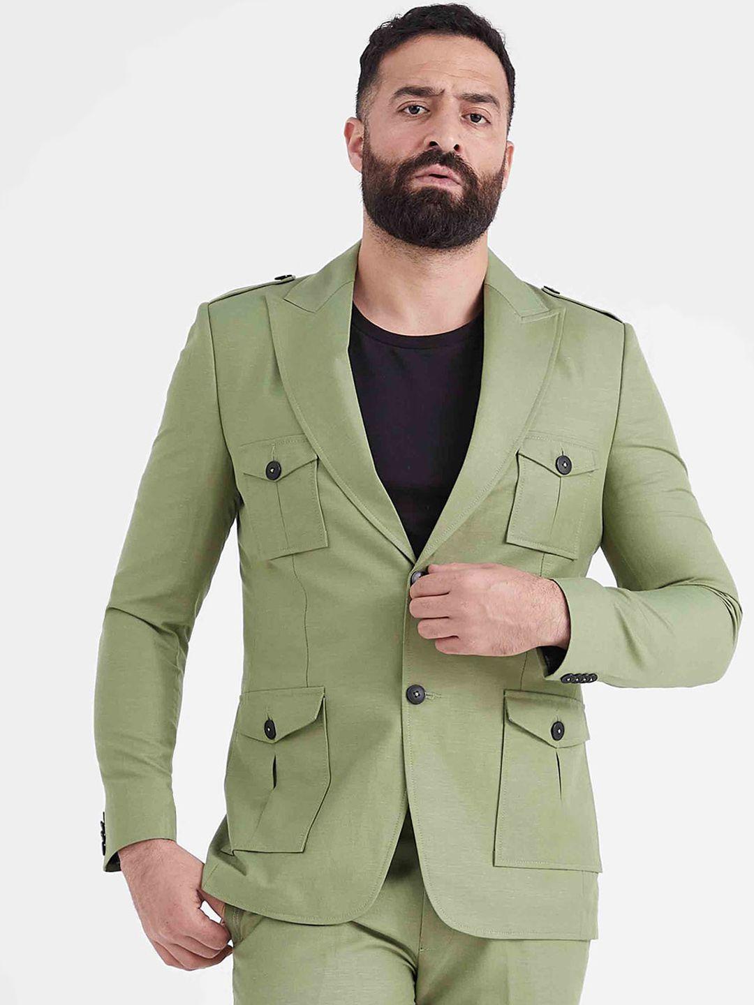 mr button men single-breasted slim-fit casual blazer