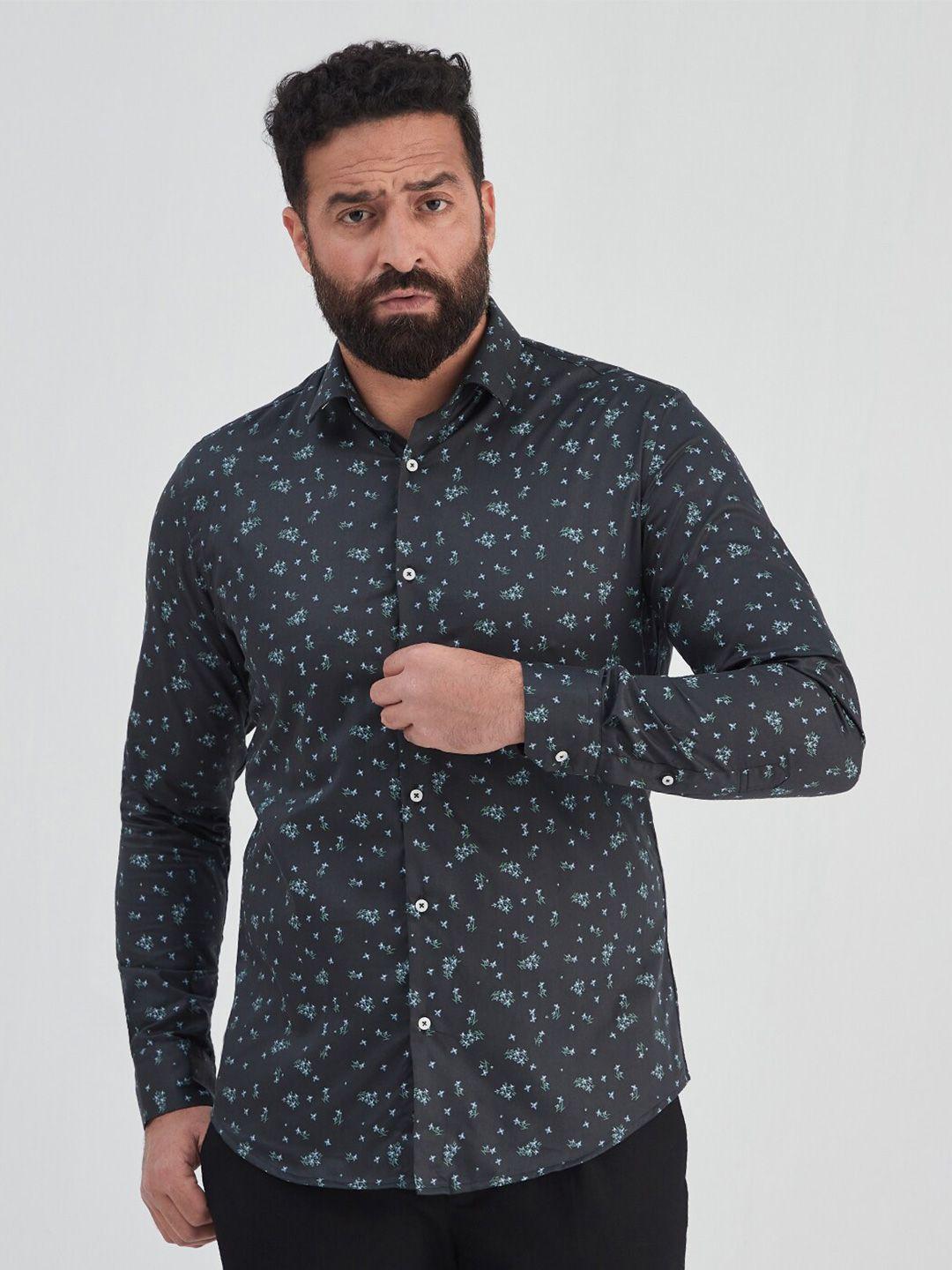 mr button men slim fit conversational printed casual shirt