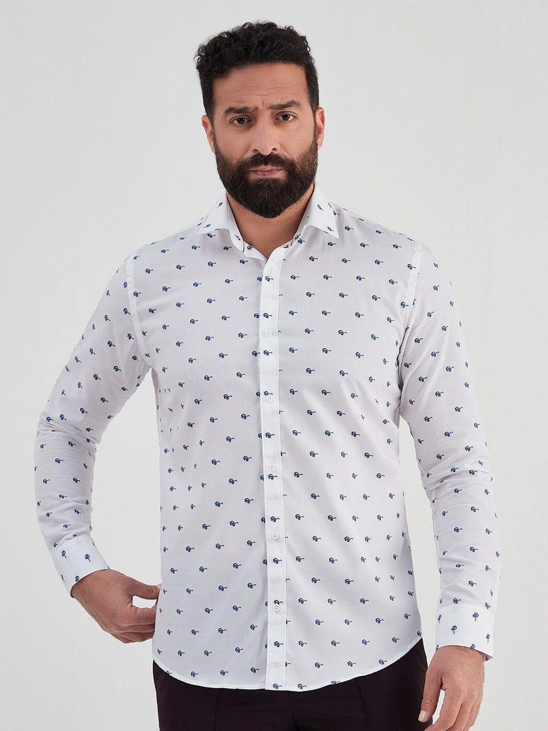 mr button men slim fit printed casual cotton shirt