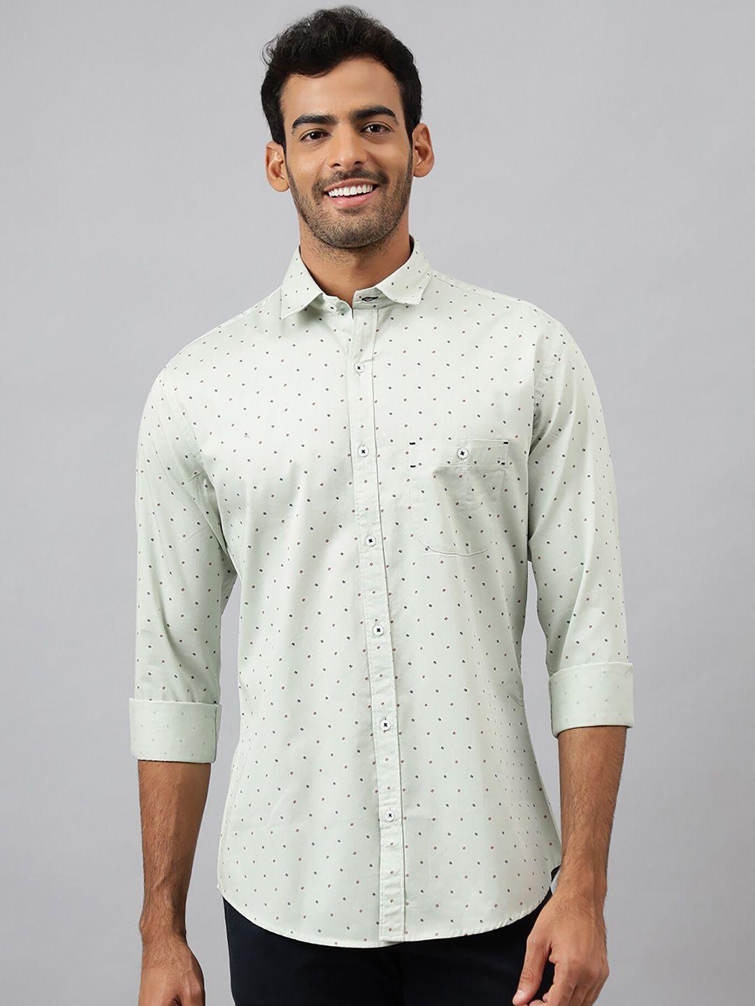 mr button micro ditsy printed slim fit cotton casual shirt