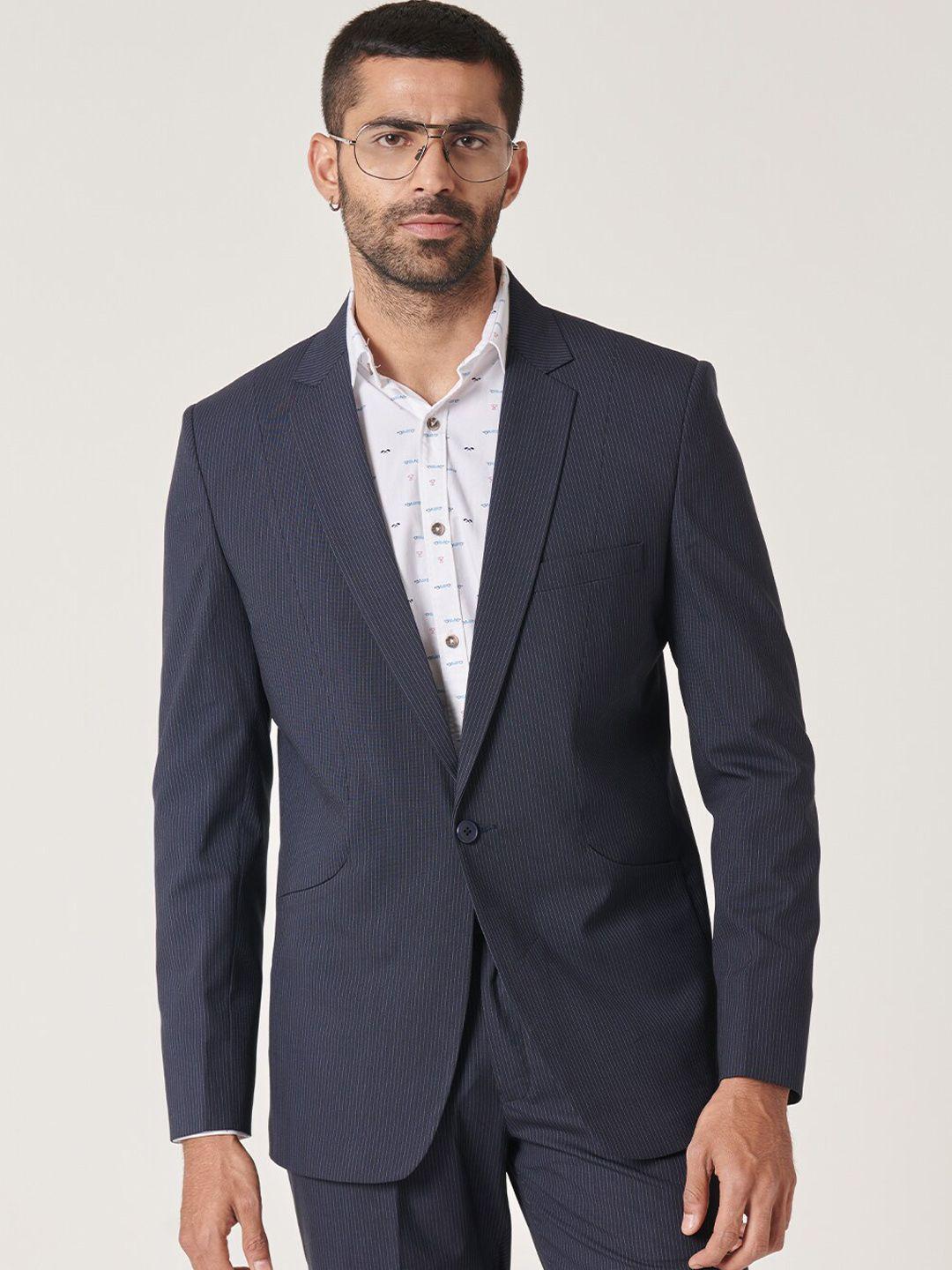 mr button striped single-breasted blazer