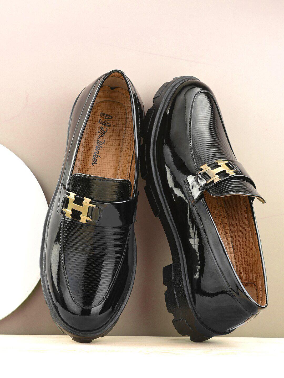 mr.wonker men black solid formal loafers