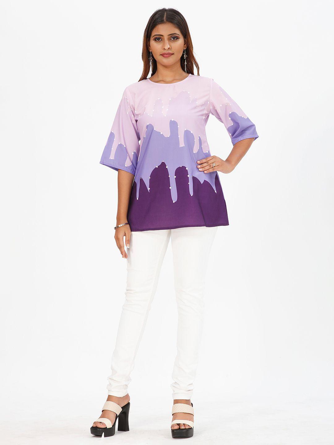 mrutbaa abstract printed round neck top