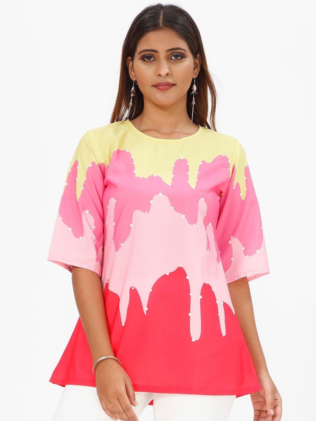 mrutbaa abstract printed a-line top