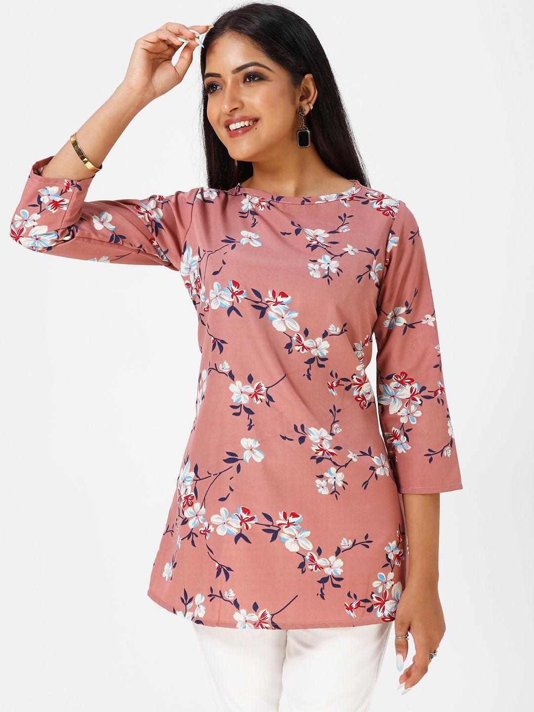 mrutbaa floral printed longline a-line top