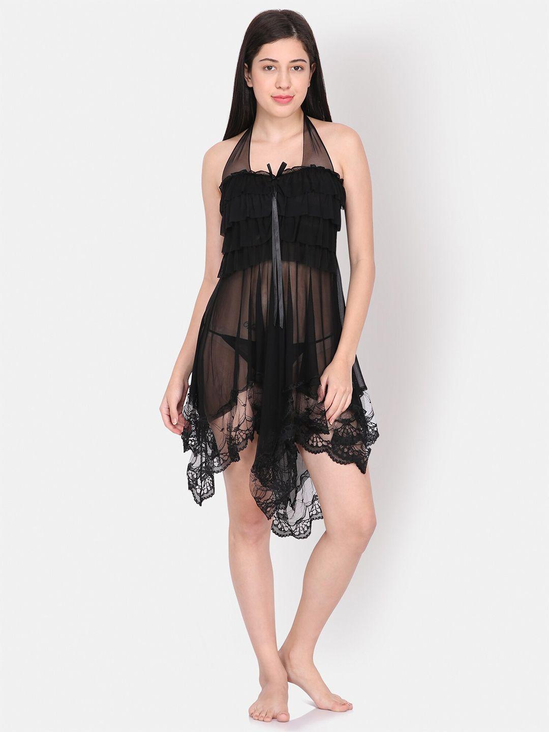 ms lingies black net baby doll with asymmetric