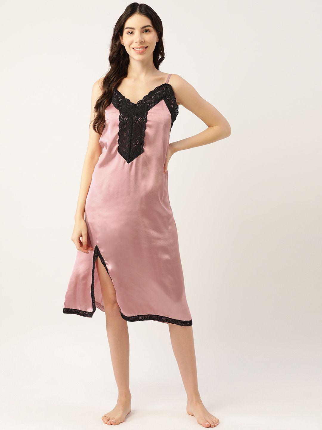 ms lingies pink & black satin baby doll