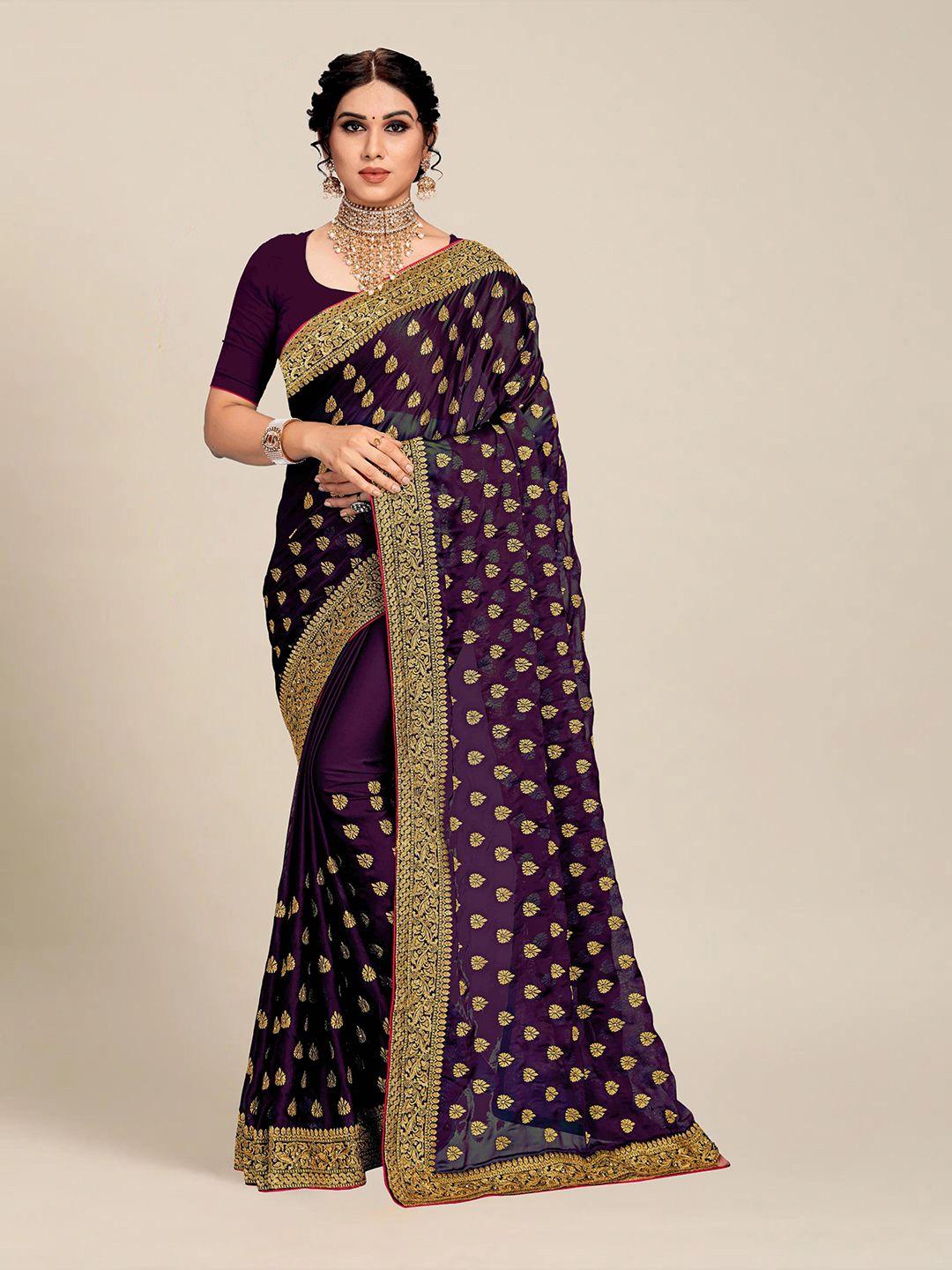 ms retail lavender woven design silk blend saree