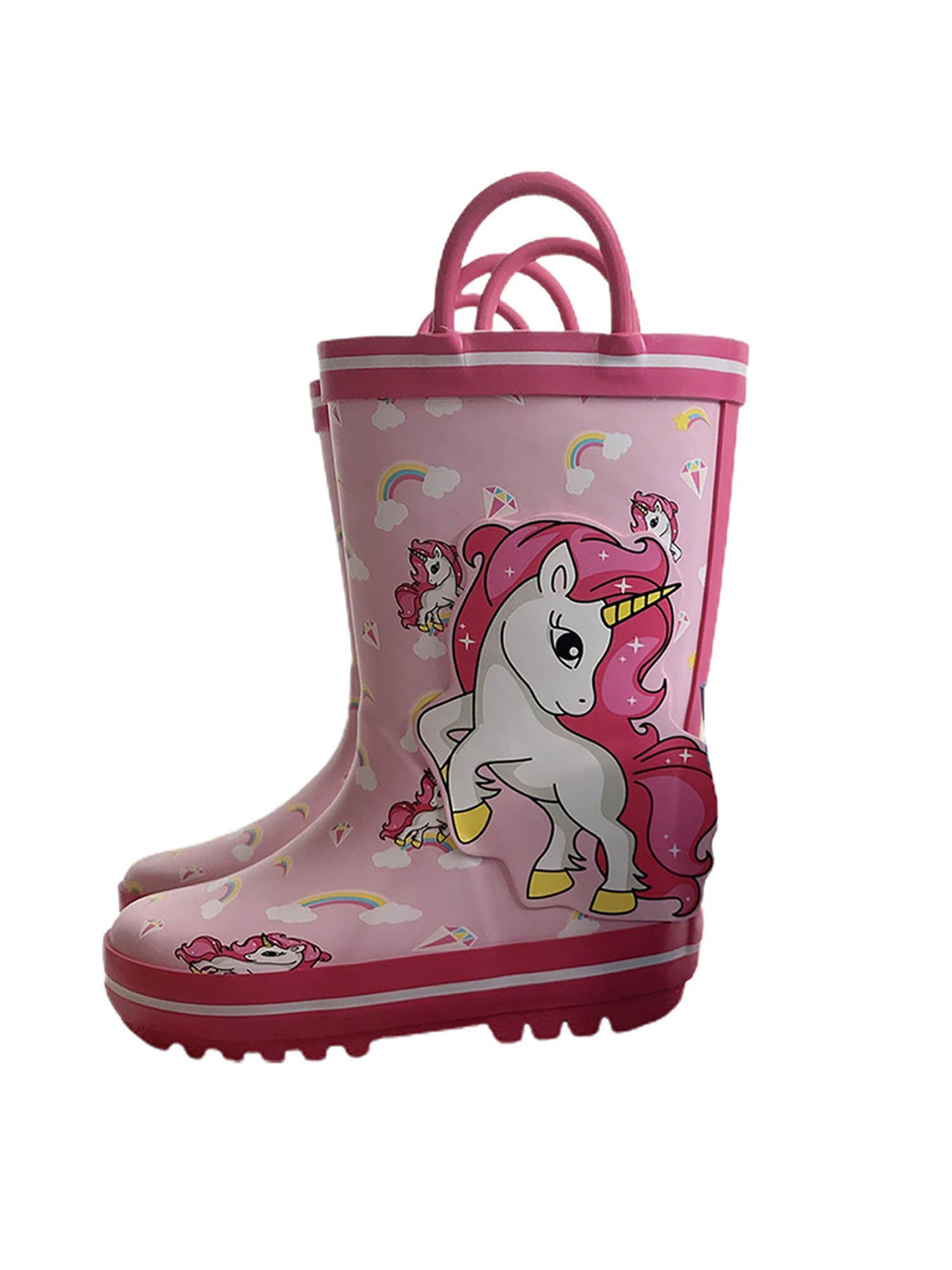 ms. gracy unicorn waterproof flexible rubber rain gumboots pink
