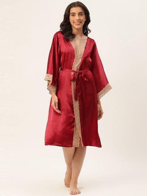 ms.lingies maroon lace work robe
