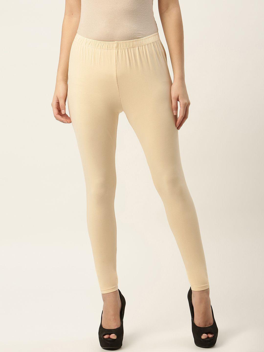 ms.lingies women beige solid ankle-length leggings