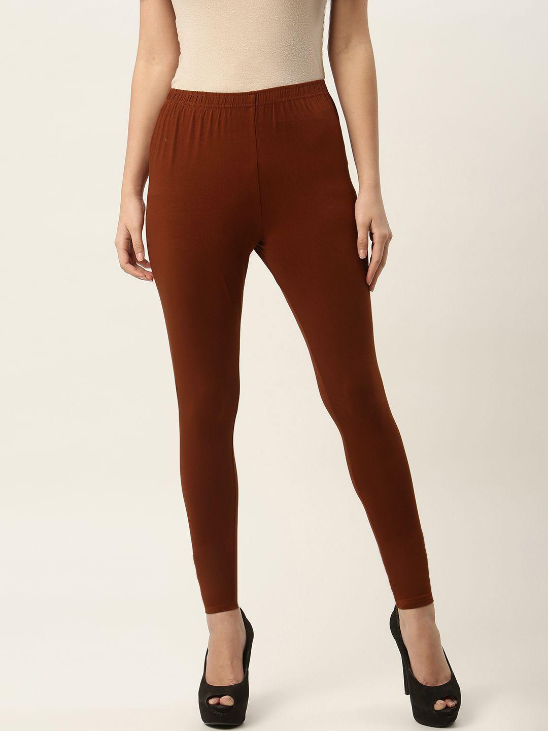 ms.lingies women maroon solid ankle-length leggings