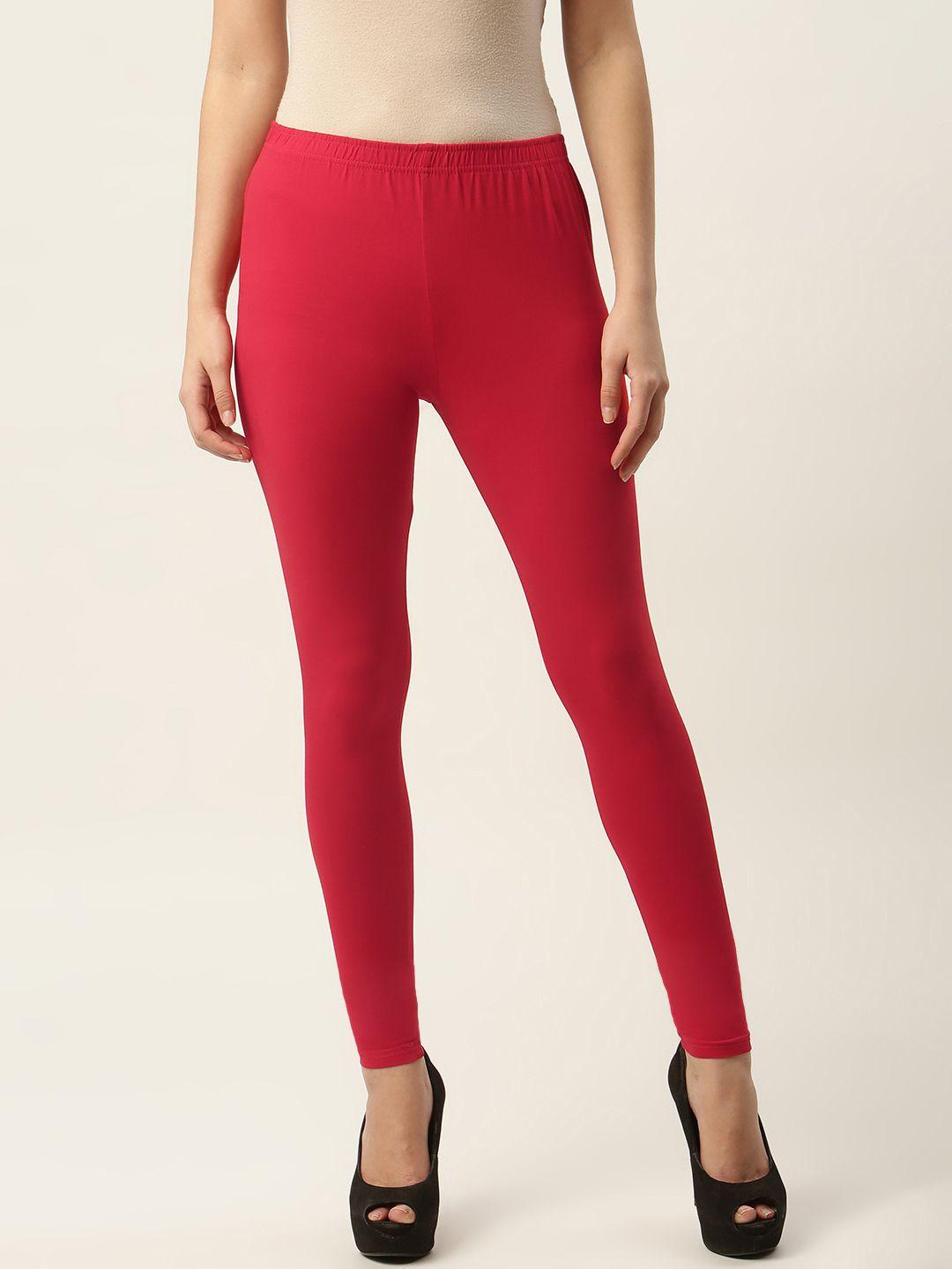 ms.lingies women red solid ankle-length leggings