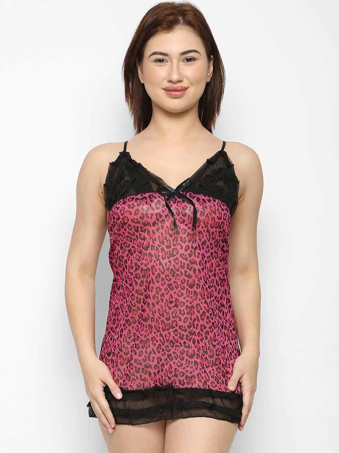 ms.lingies pink & black printed baby doll