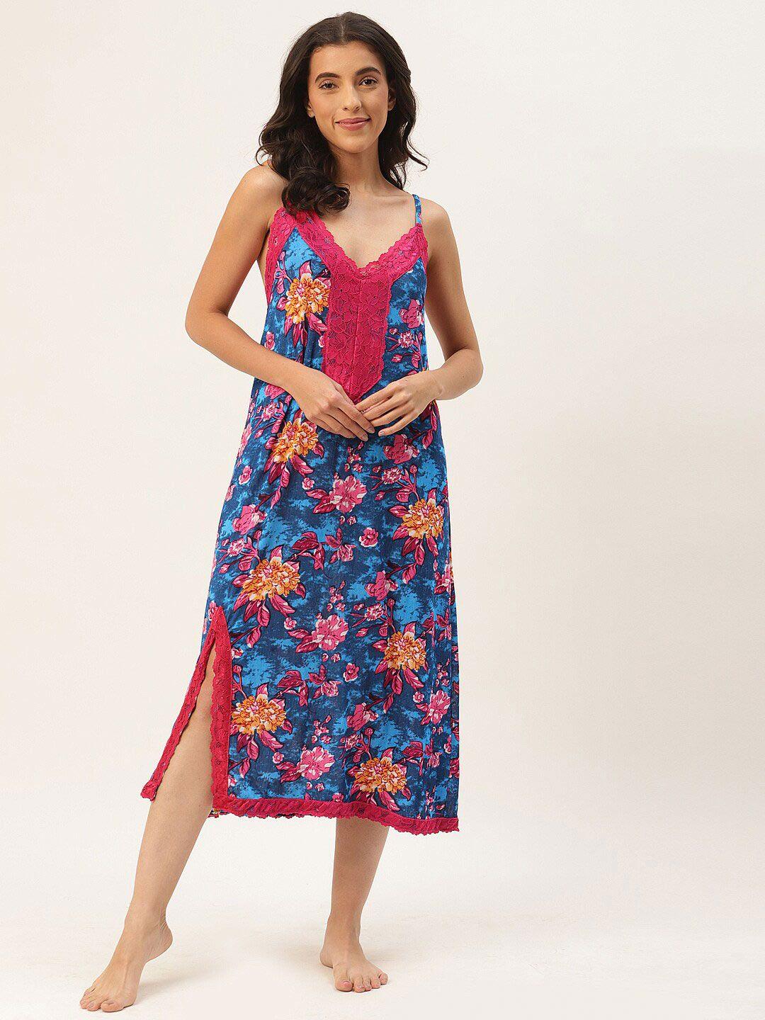 ms.lingies v neck floral printed nightdress