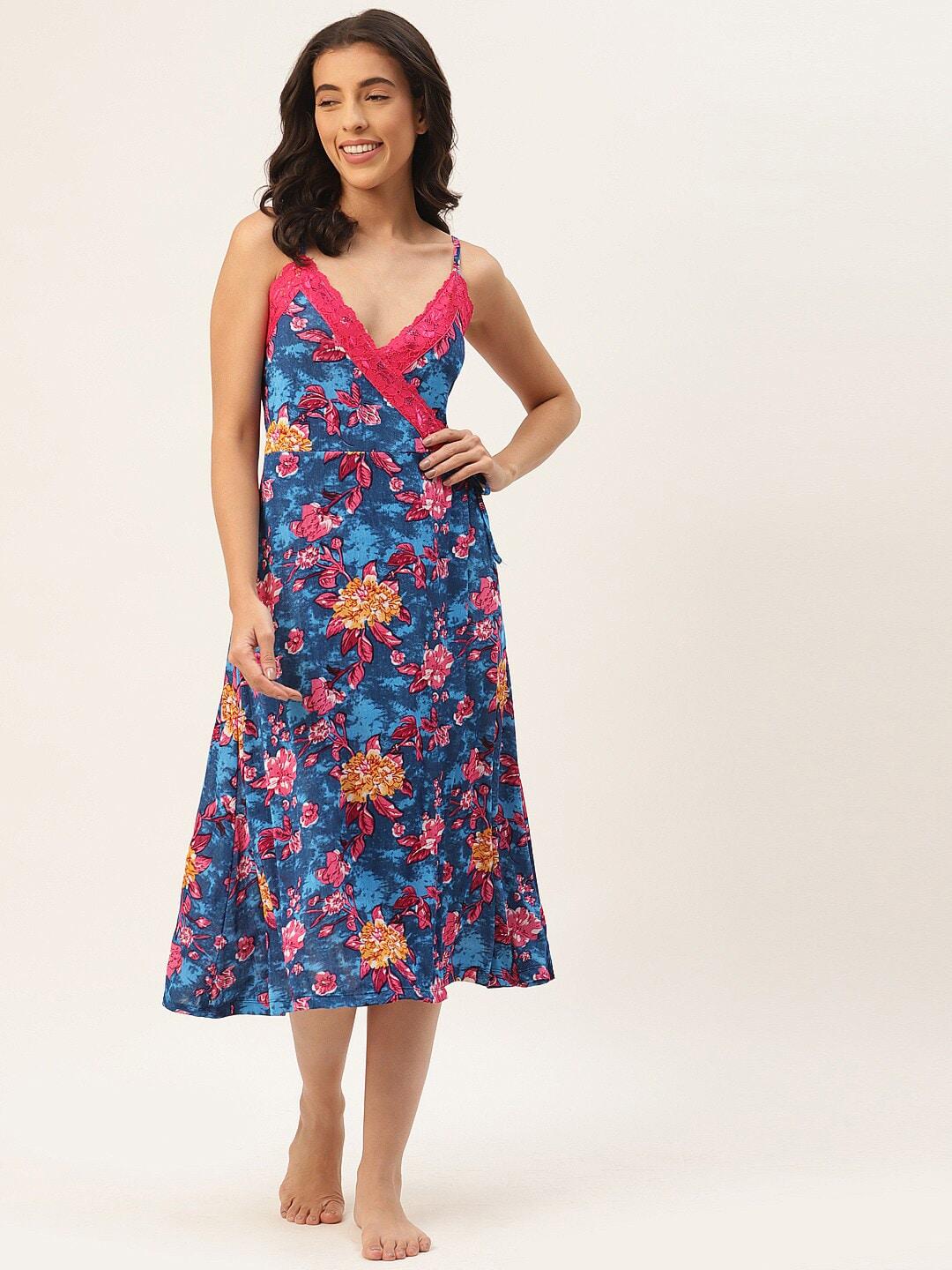 ms.lingies v neck floral printed nightdress