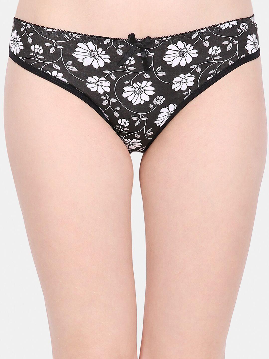 ms.lingies women black & white floral printed thong z03-87293s