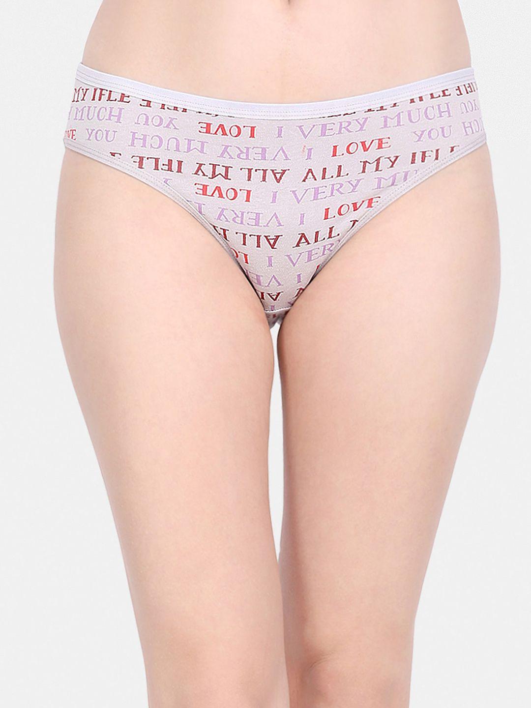 ms.lingies women grey & red typography printed hipster briefs z16-89231s
