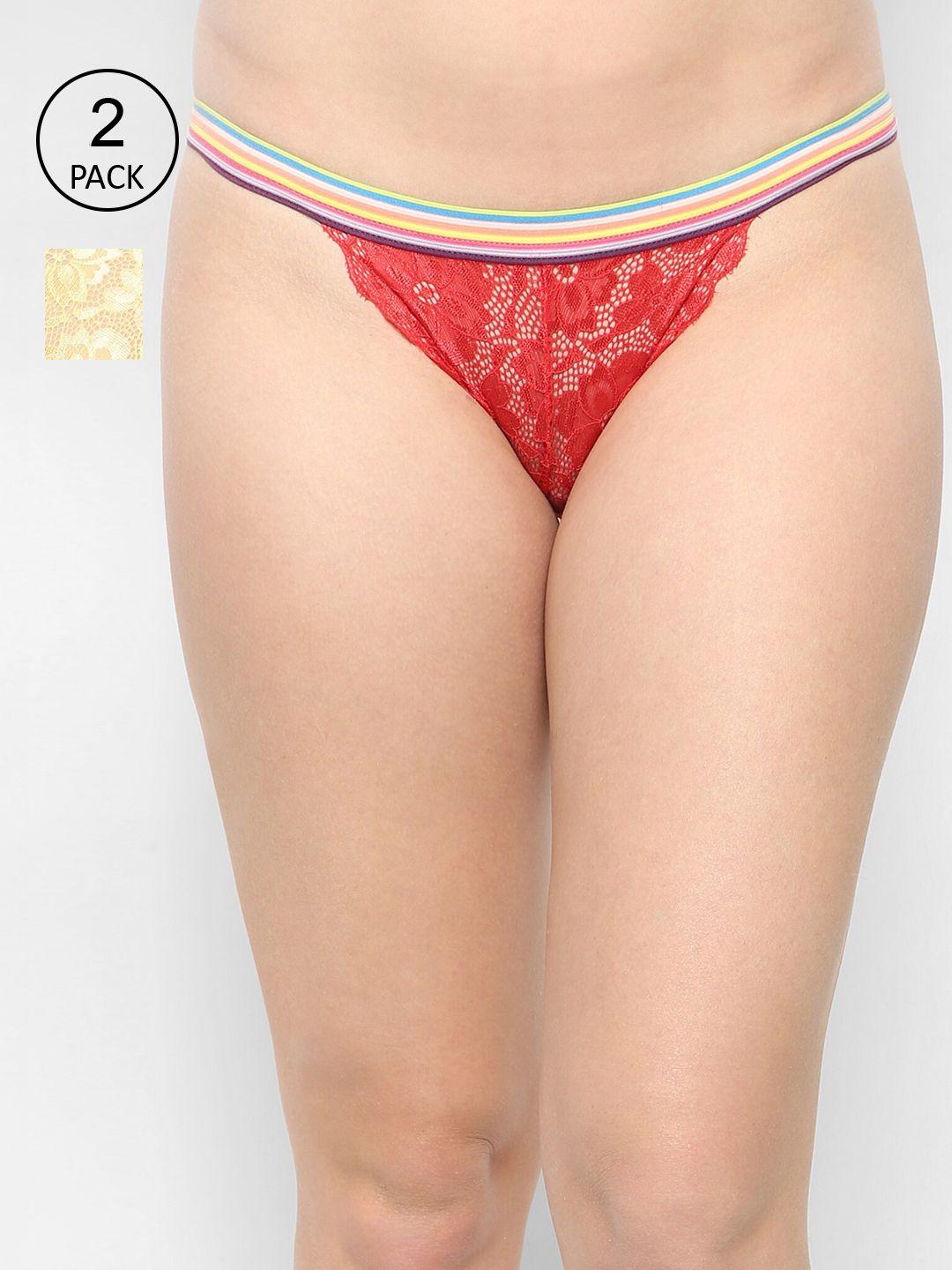 ms.lingies women pack of 2 self-design thong briefs-msp077-3307