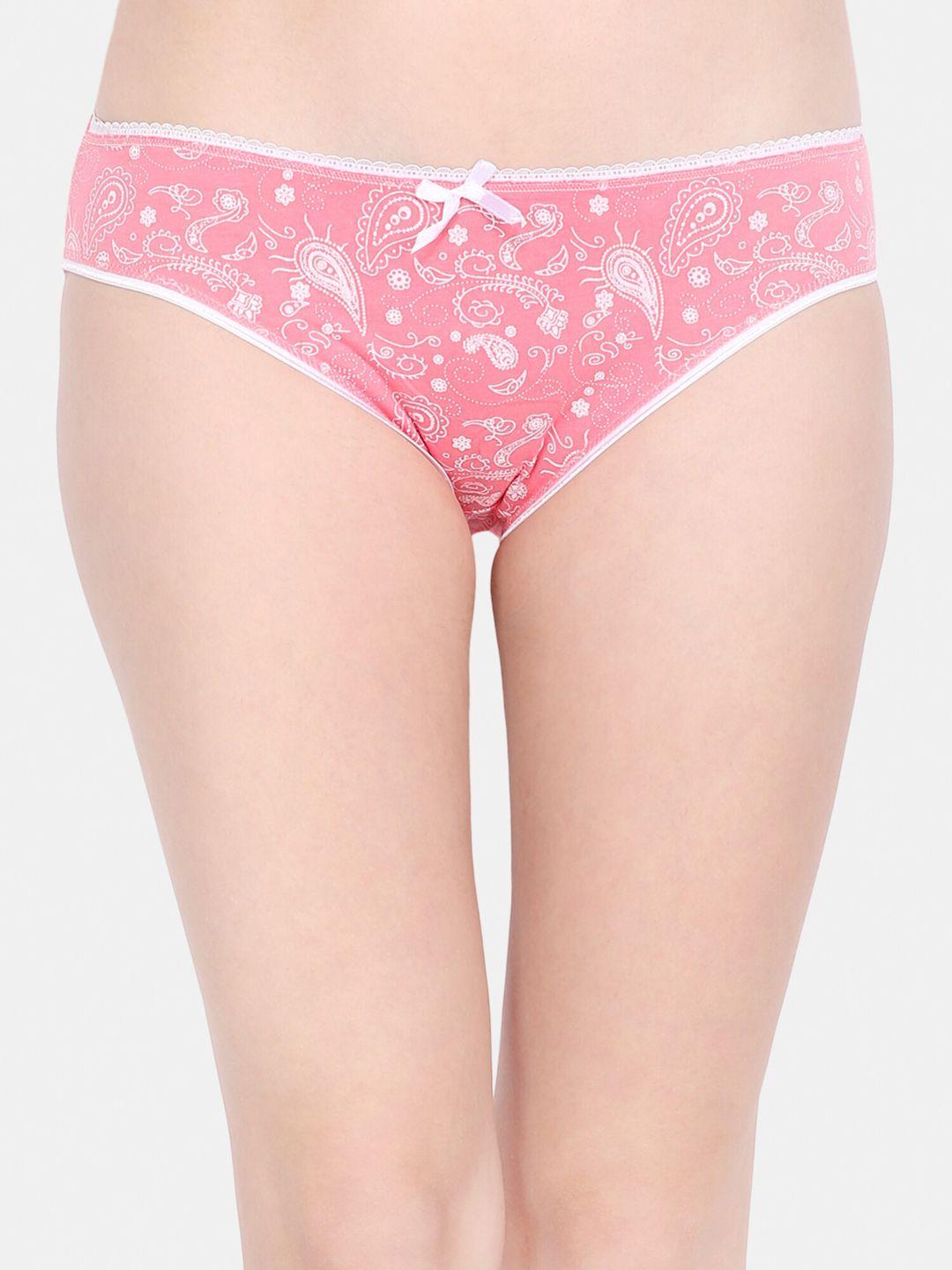 ms.lingies women pink & white printed hipster brief z12-89176s