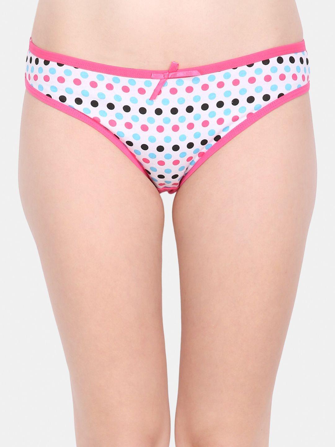 ms.lingies women pink & white printed thong briefs z14-87311