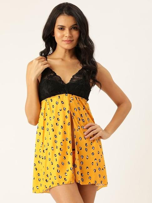 ms.lingies yellow printed babydoll