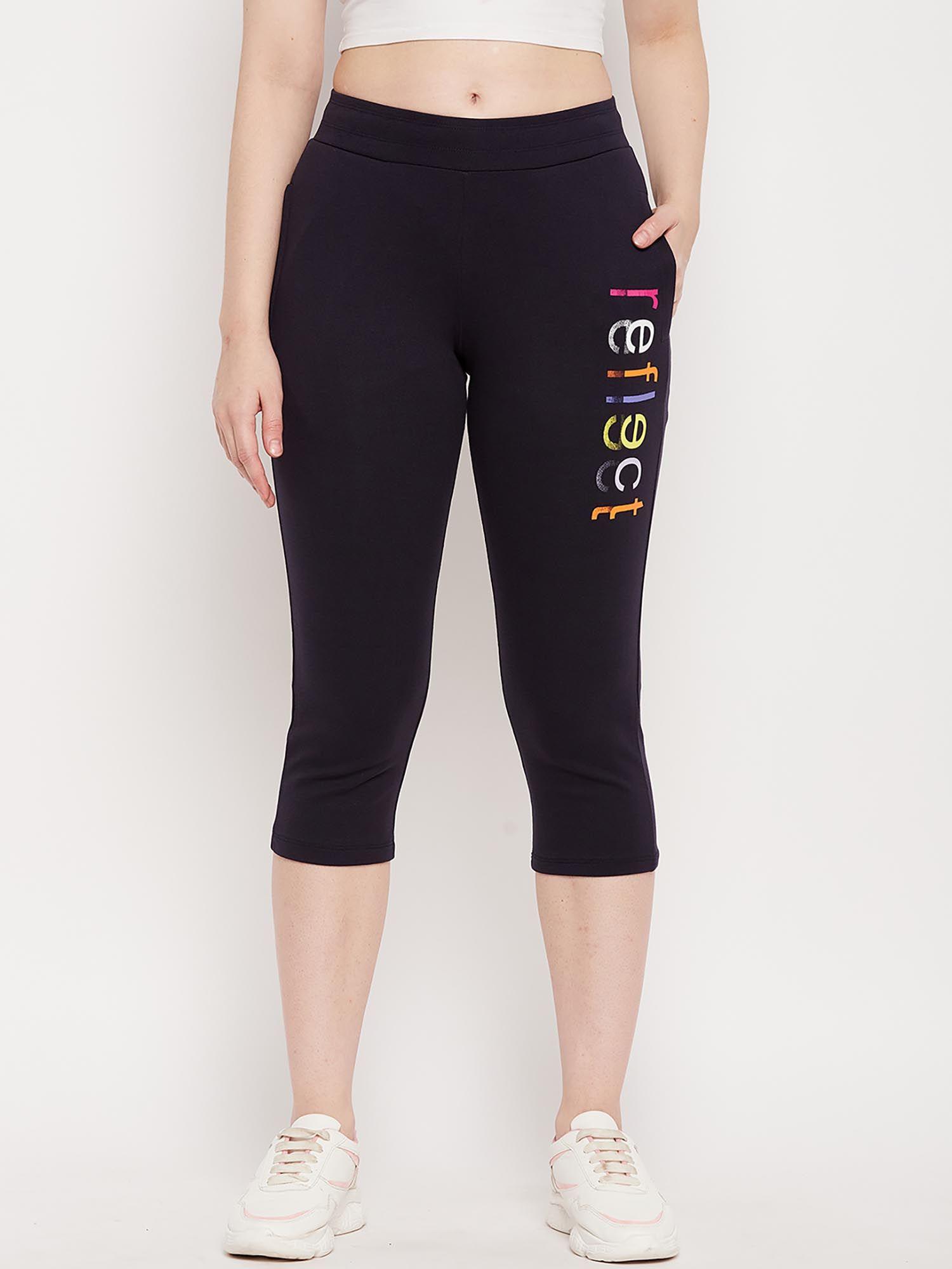 msecret typography navy calf length trouser