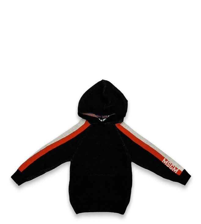 msgm kids black knitted comfort fit hoodie