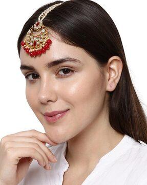 mtk-m-50001-red beaded jadau mang tikka