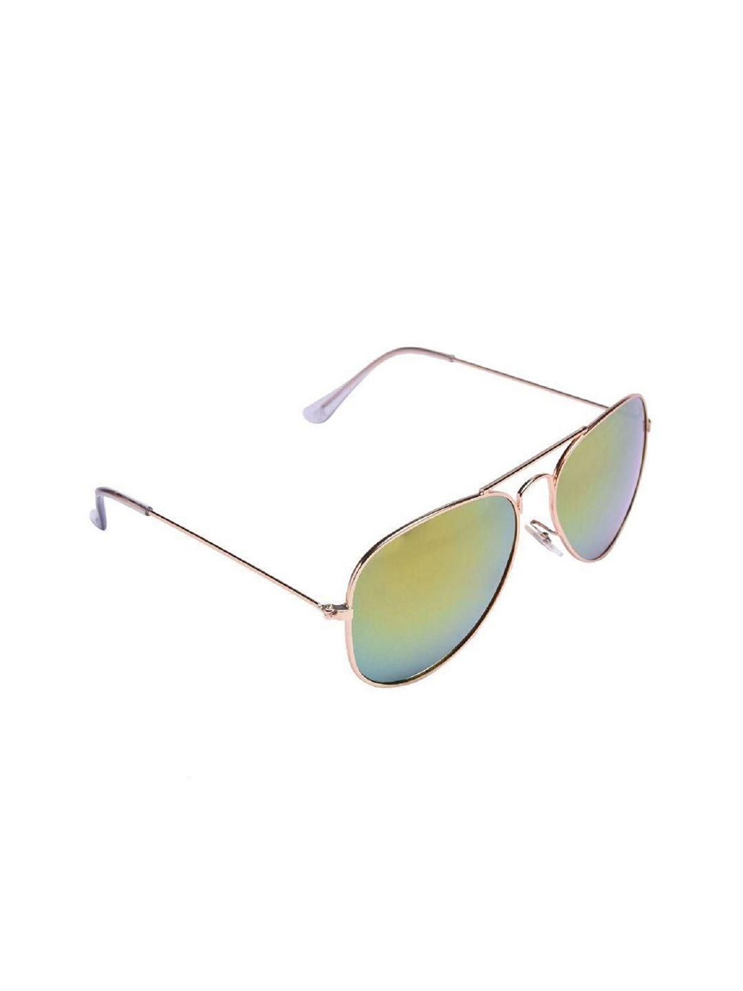 mtv unisex green lens & gold-toned aviator sunglasses with uv protected lens mtv-123-c17
