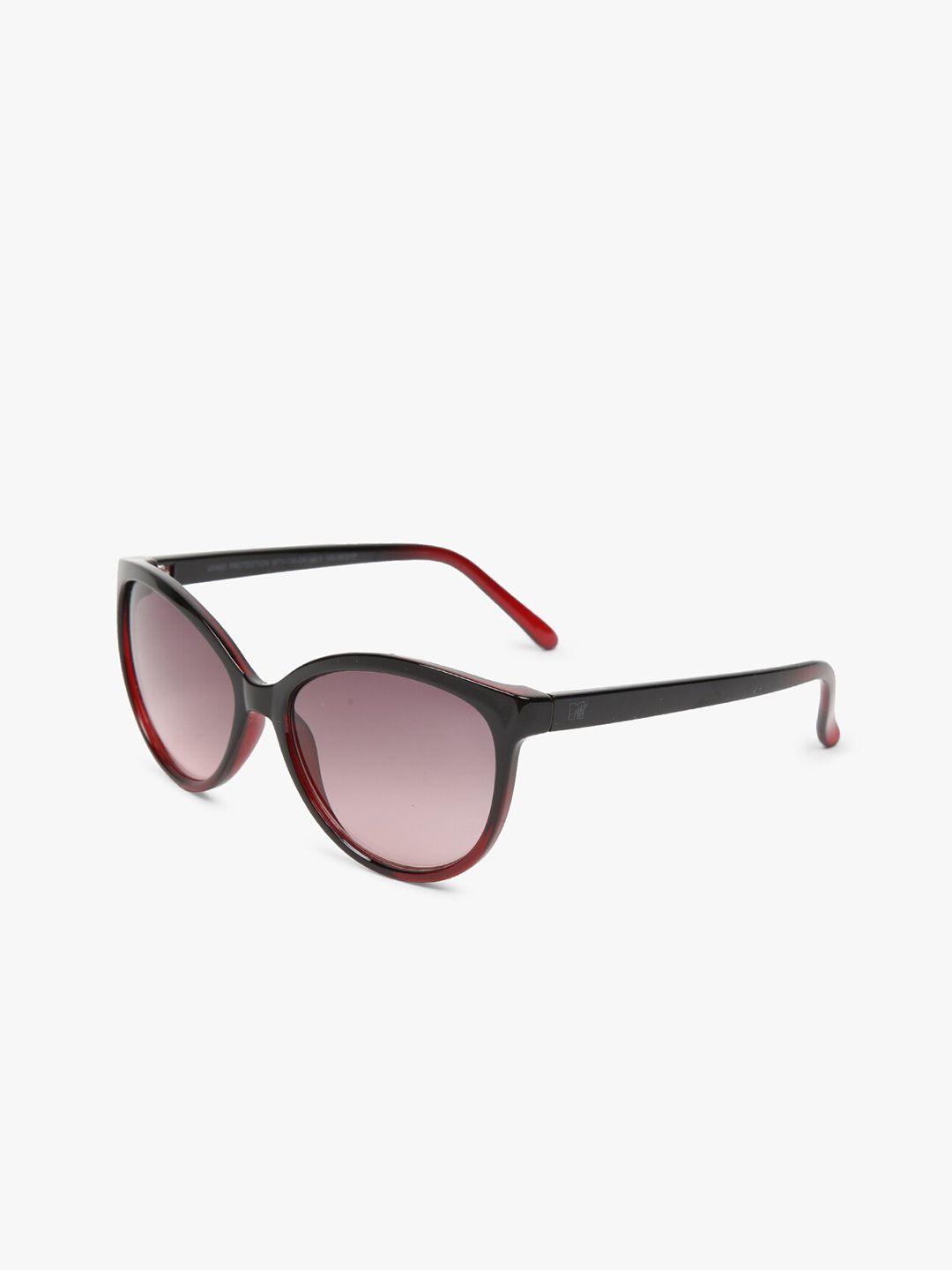 mtv unisex red lens & black cateye sunglasses with uv protected lens mtv-134-c4