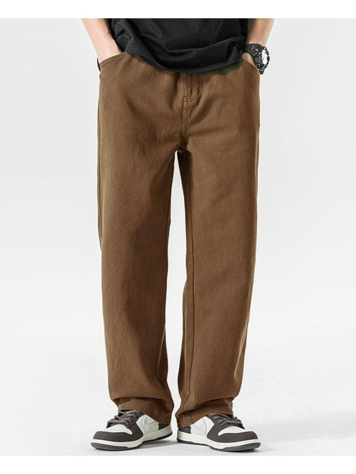 mud brown baggy fit straight leg jeans brown