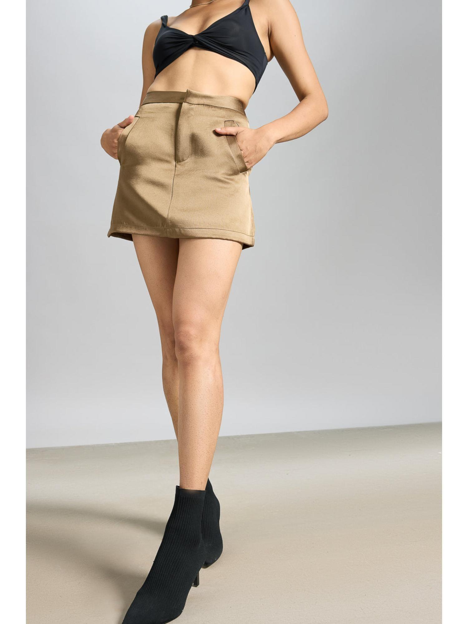 mud brown mini skirt