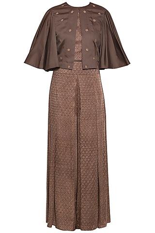 mud embroidered cape with top and palazzo pants