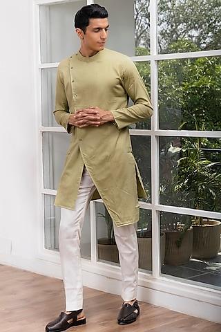 mud green cotton kurta