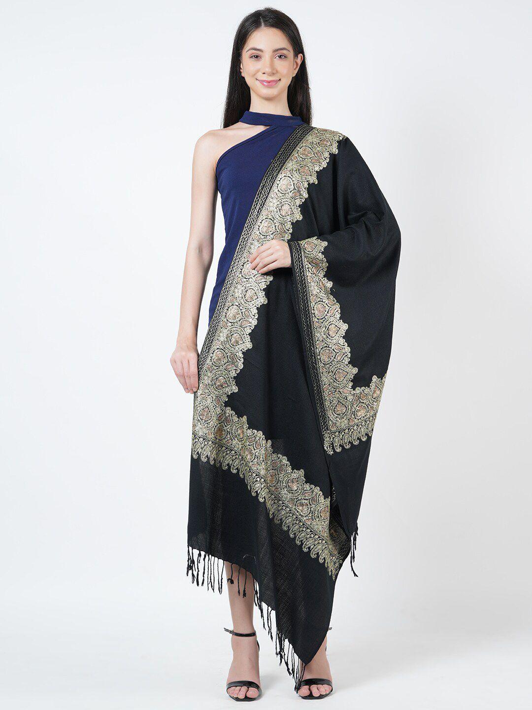 muffly ethnic motif embroidered woollen shawl