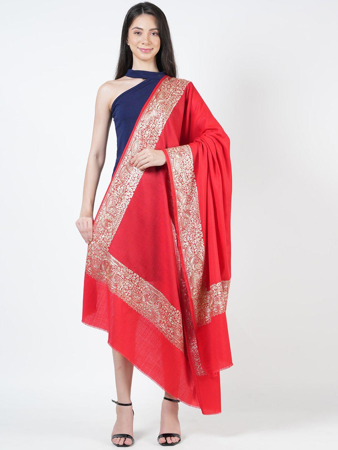 muffly ethnic motifs zari woollen shawl