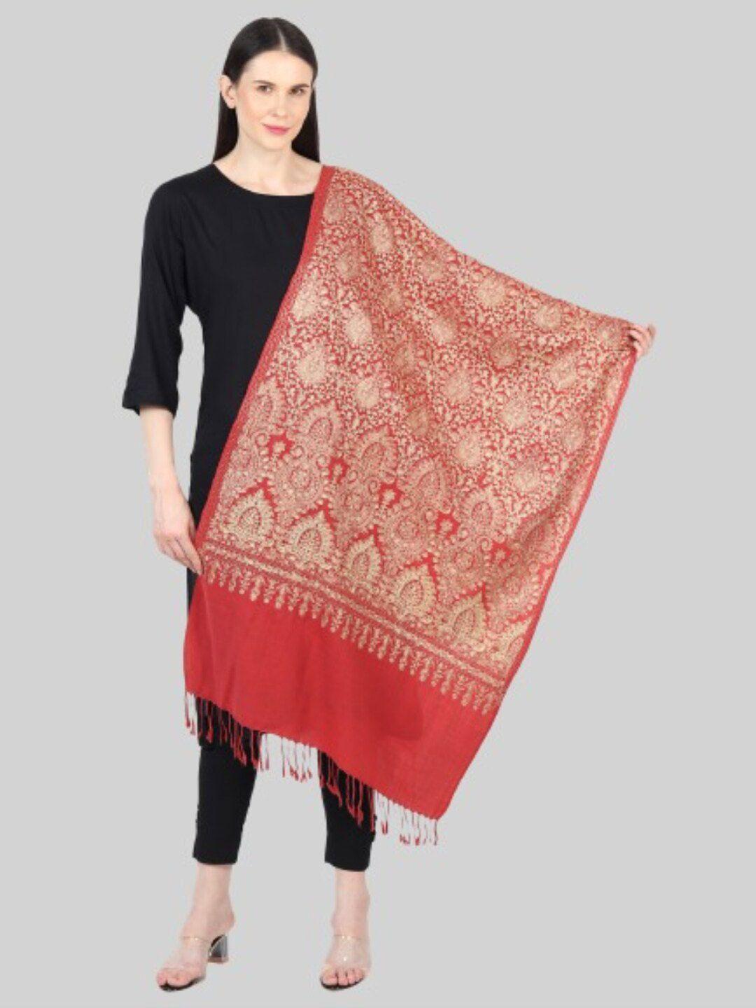 muffly women maroon & off white embroidered stole
