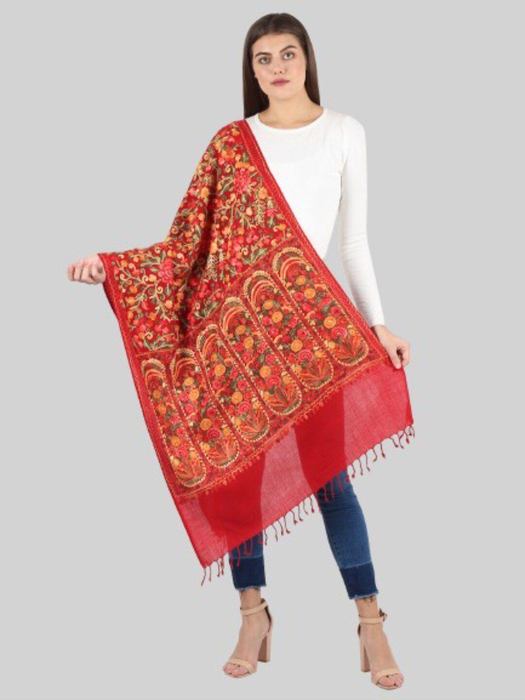 muffly women red & orange embroidered stole