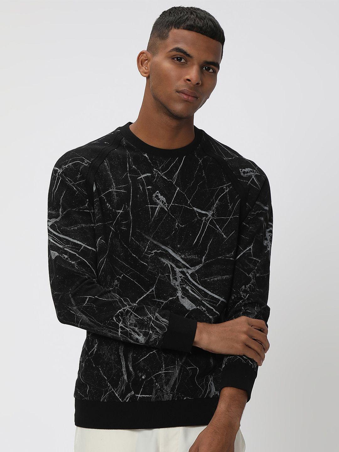 mufti abstract printed round neck long sleeve cotton pullover sweatshirt