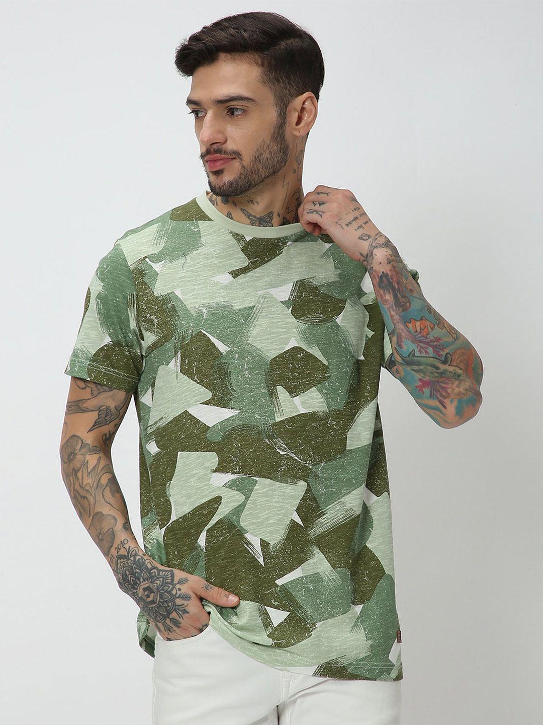 mufti camouflage printed pure cotton slim fit t-shirt