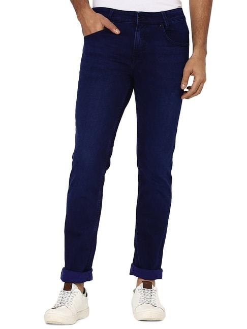 mufti dark blue super slim fit lightly washed jeans