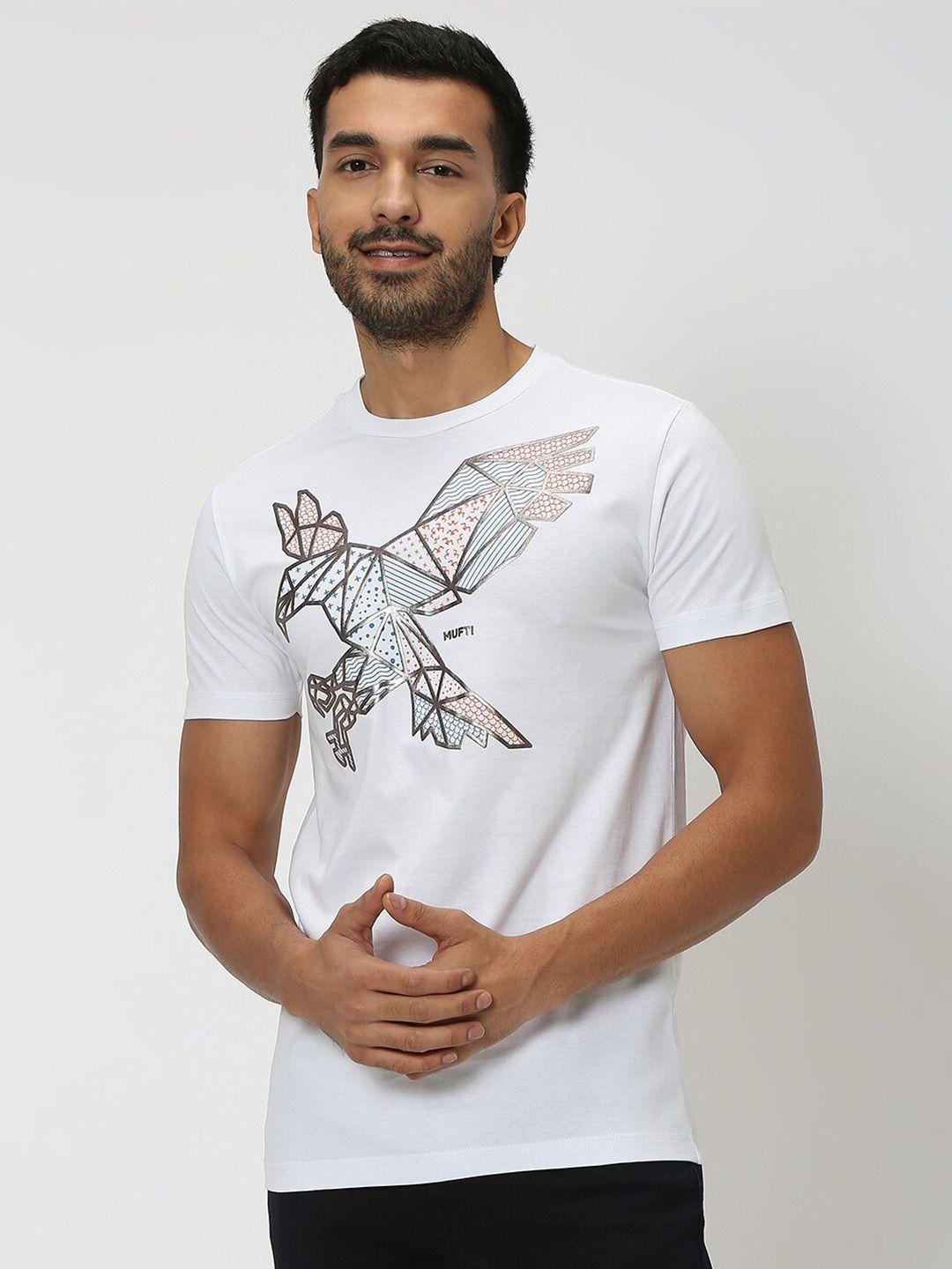mufti graphic printed slim fit pure cotton t-shirt