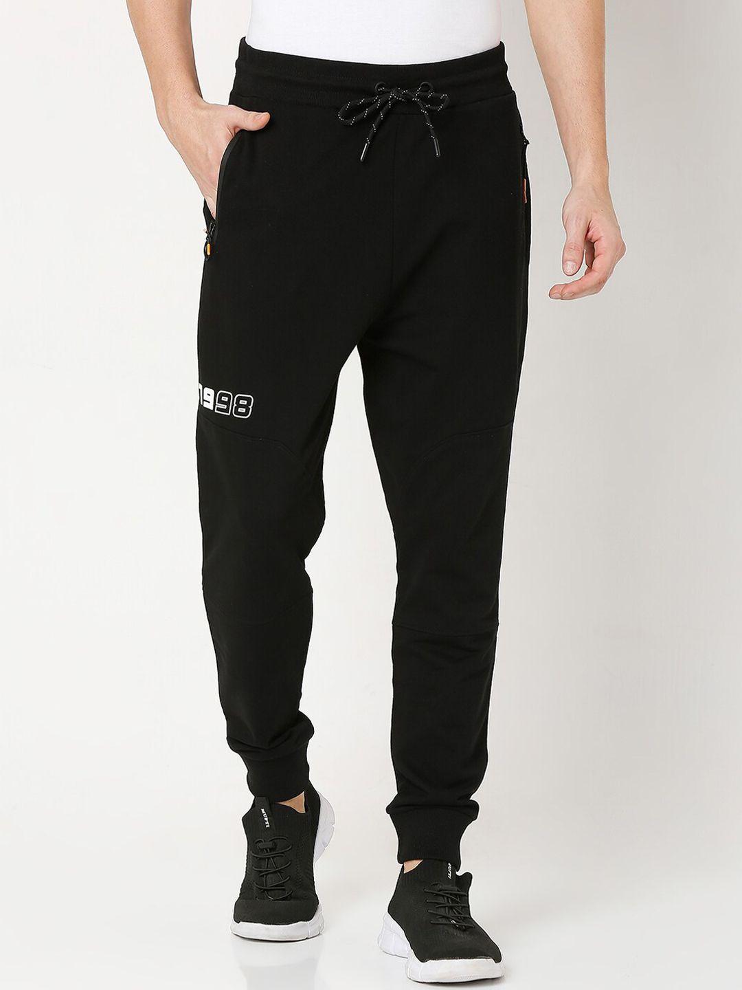 mufti men black loose fit joggers trousers