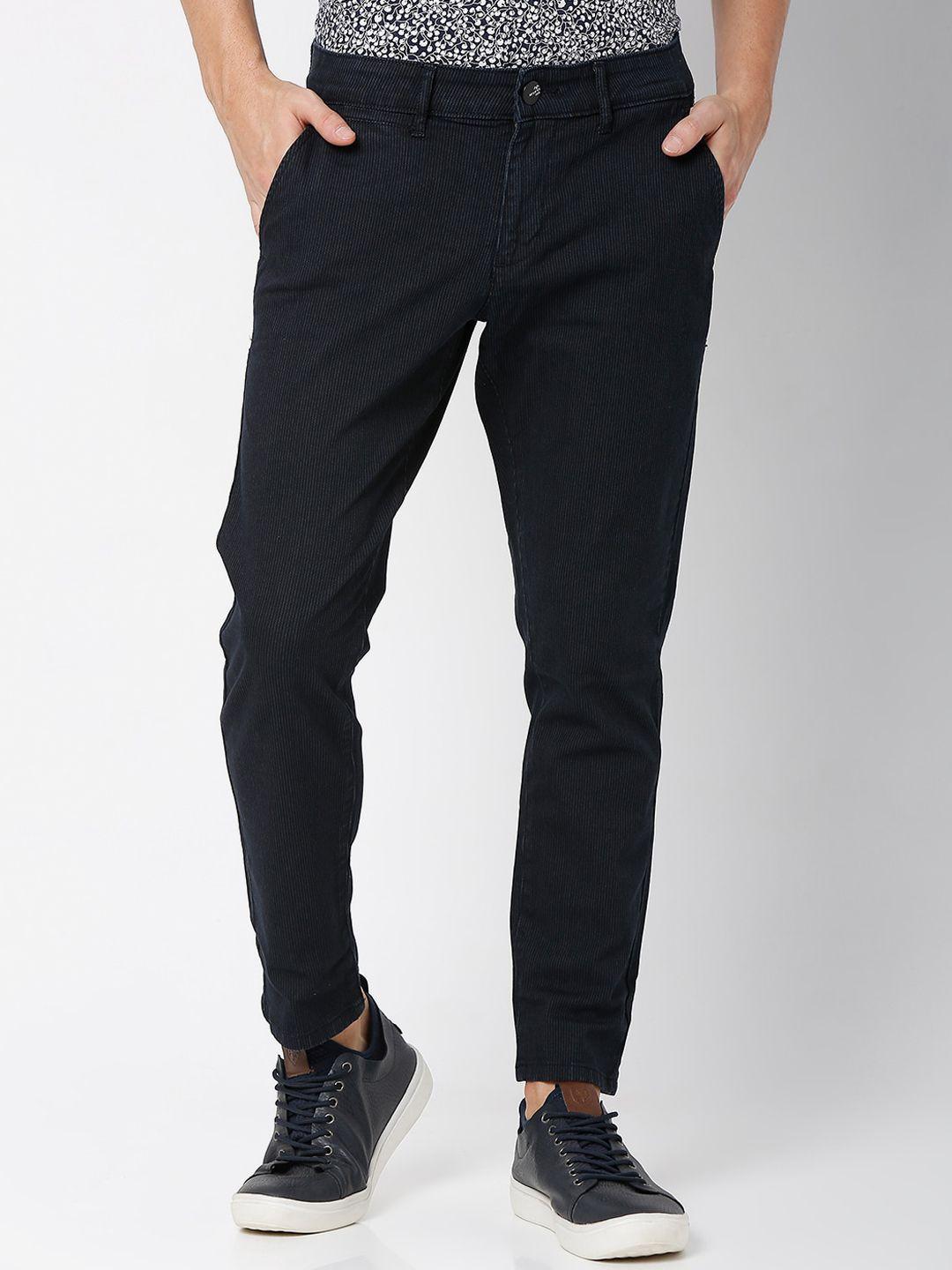 mufti men mid rise slim fit trousers