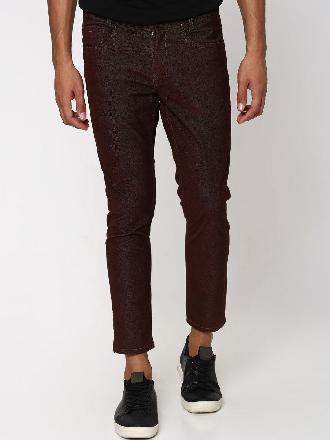 mufti men mid-rise tapered fit trousers