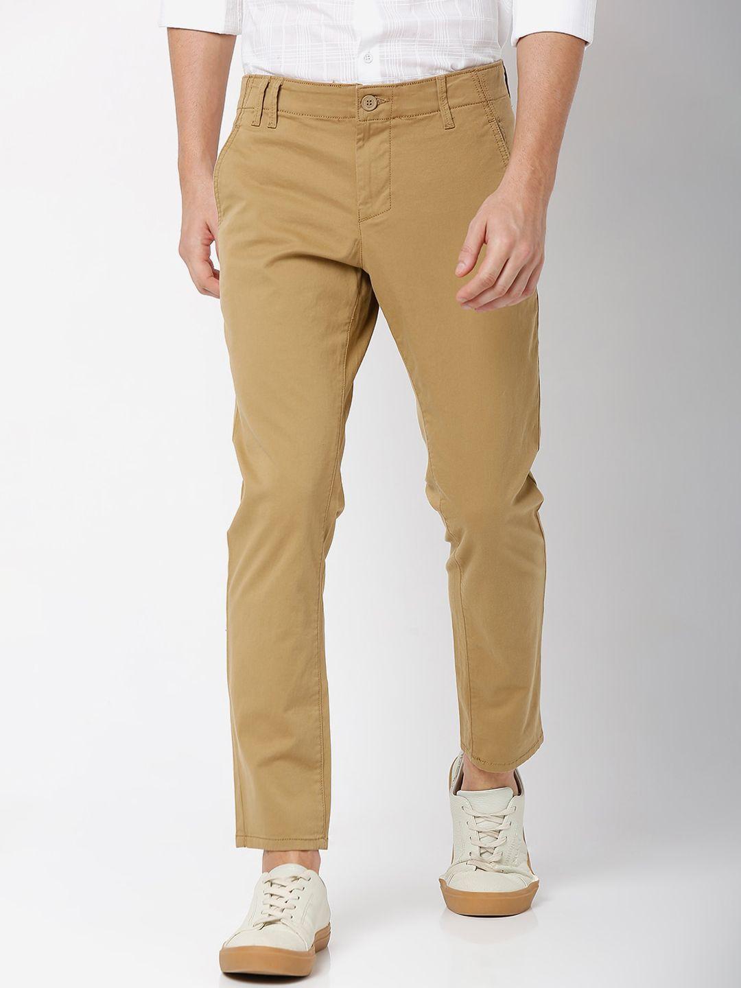 mufti men slim fit mid rise chinos trousers