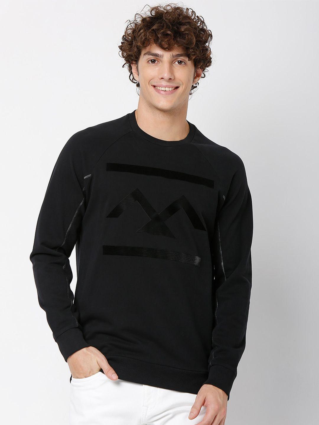 mufti printed round neck pure cotton sweatshirt