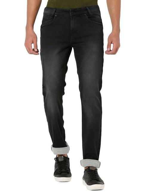 mufti black narrow fit lightly washed jeans