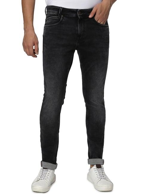 mufti black skinny fit lightly washed jeans